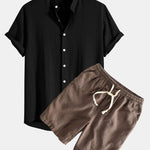 Ensemble — chemise en lin et viscose & short à cordon en lin et coton