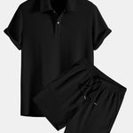 Ensemble — polo gaufré en maille & short gaufré à cordon
