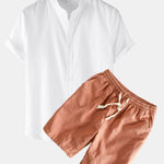 Ensemble — chemise en lin à manches courtes & short à cordon en lin et coton