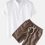 Ensemble — chemise en lin à manches courtes & short à cordon en lin et coton