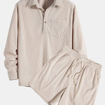 Ensemble — chemise en velours côtelé à col polo et manches longues & short