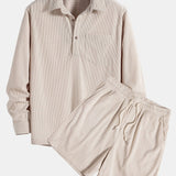 Ensemble — chemise en velours côtelé à col polo et manches longues & short