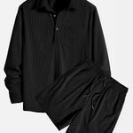 Ensemble — chemise en velours côtelé à col polo et manches longues & short