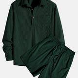 Ensemble — chemise en velours côtelé à col polo et manches longues & short