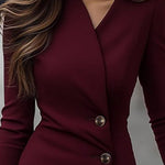Eva — Robe Midi Boutonnée Style Enveloppant Bordeaux