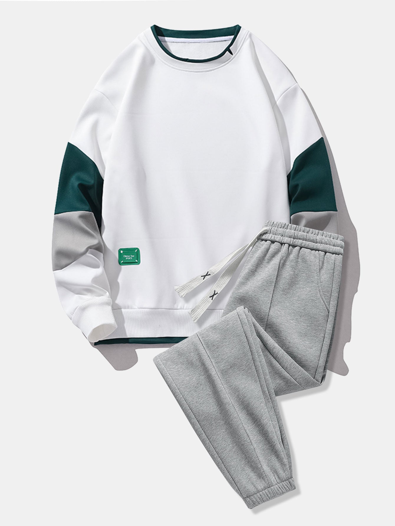 Ensemble — sweat color block & pantalon de jogging à plis