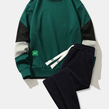 Ensemble — sweat color block & pantalon de jogging à plis