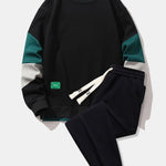 Ensemble — sweat color block & pantalon de jogging à plis