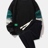 Ensemble — sweat color block & pantalon de jogging à plis