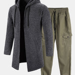 Ensemble — pull à capuche texturé long & pantalon cargo de jogging chino