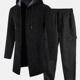 Ensemble — pull à capuche texturé long & pantalon cargo de jogging chino