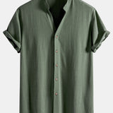 Ensemble — chemise en lin et viscose à col V & short à cordon en lin mélangé