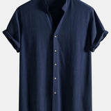 Ensemble — chemise en lin et viscose à col V & short à cordon en lin mélangé