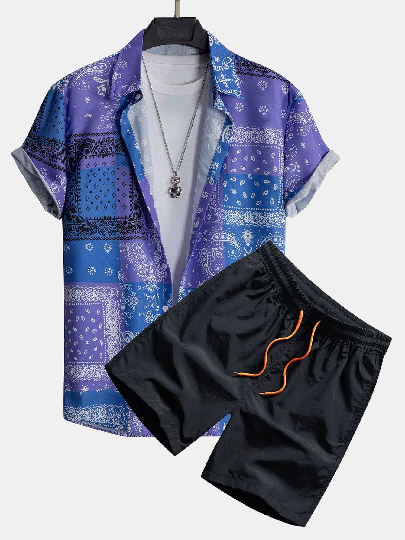 Ensemble — chemise à imprimé bandana paisley & short de bain