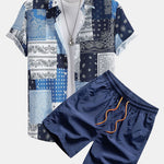 Ensemble Capucine — chemise patchwork à imprimé paisley & short de bain