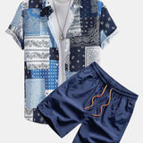 Ensemble Capucine — chemise patchwork à imprimé paisley & short de bain