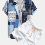 Ensemble Capucine — chemise patchwork à imprimé paisley & short de bain