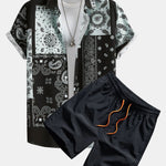Ensemble Sidonie — chemise patchwork à imprimé paisley & short de bain