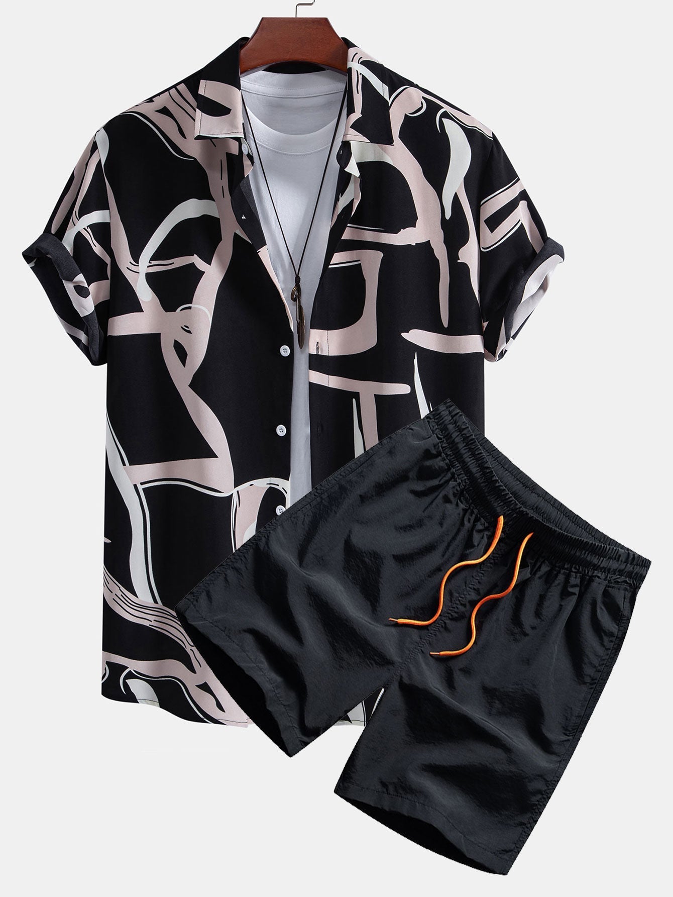 Ensemble Capucine — chemise à imprimé abstrait & short de bain