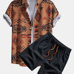 Ensemble — chemise à imprimé géométrique aztèque & short de bain