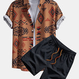 Ensemble — chemise à imprimé géométrique aztèque & short de bain