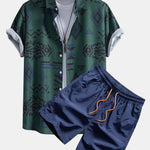 Ensemble — chemise à imprimé géométrique aztèque & short de bain