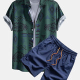 Ensemble — chemise à imprimé géométrique aztèque & short de bain