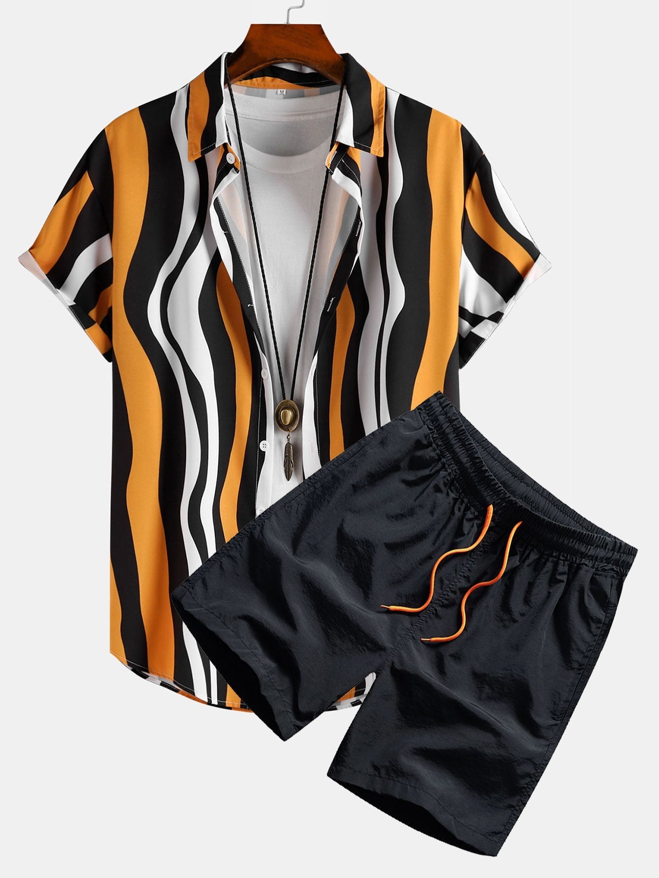 Ensemble — chemise à imprimé ondulé & short de bain