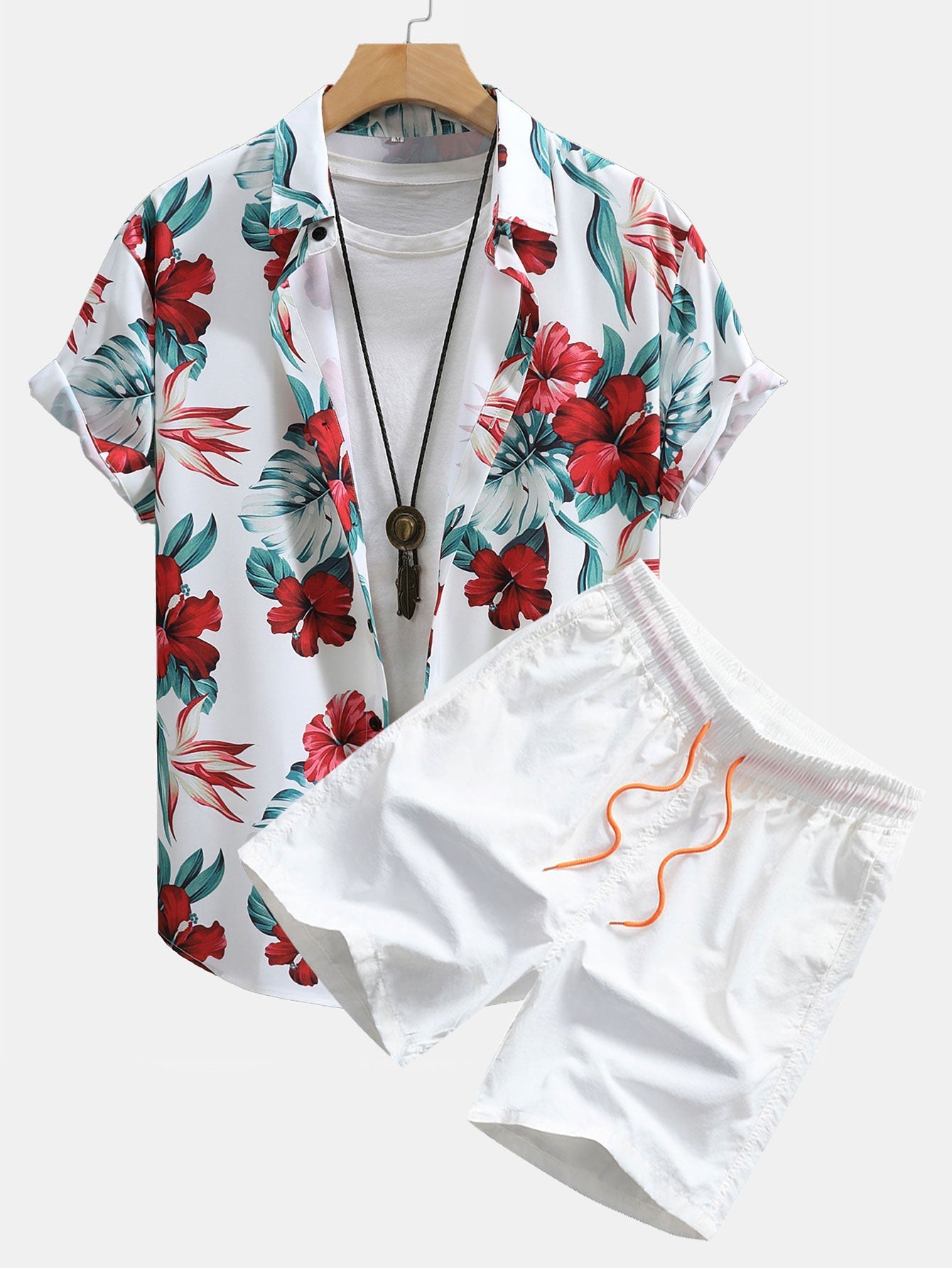 Ensemble Capucine — chemise à imprimé floral tropical & short de bain