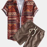 Ensemble Capucine — chemise en coton à imprimé patchwork floral géométrique & short en lin et coton