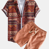 Ensemble Capucine — chemise en coton à imprimé patchwork floral géométrique & short en lin et coton