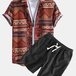 Ensemble Capucine — chemise en coton à imprimé patchwork floral géométrique & short en lin et coton
