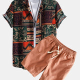Ensemble Améline — chemise en coton à imprimé patchwork floral géométrique & short en lin et coton