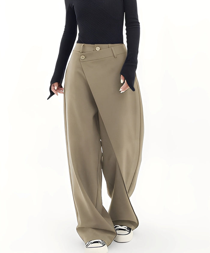 Adeline | Pantalon large à devant croisé boutonné