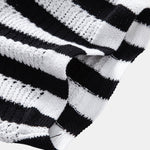 Ensemble — chemise crochetée rayée à épaules tombantes & pantalon en lin à jambe droite