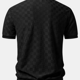 Ensemble — polo en maille à col V à damier & pantalon fuselé coupe slim