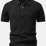 Ensemble — polo zippé en maille texturée à losanges & pantalon fuselé