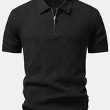 Ensemble — polo zippé en maille texturée à losanges & pantalon fuselé