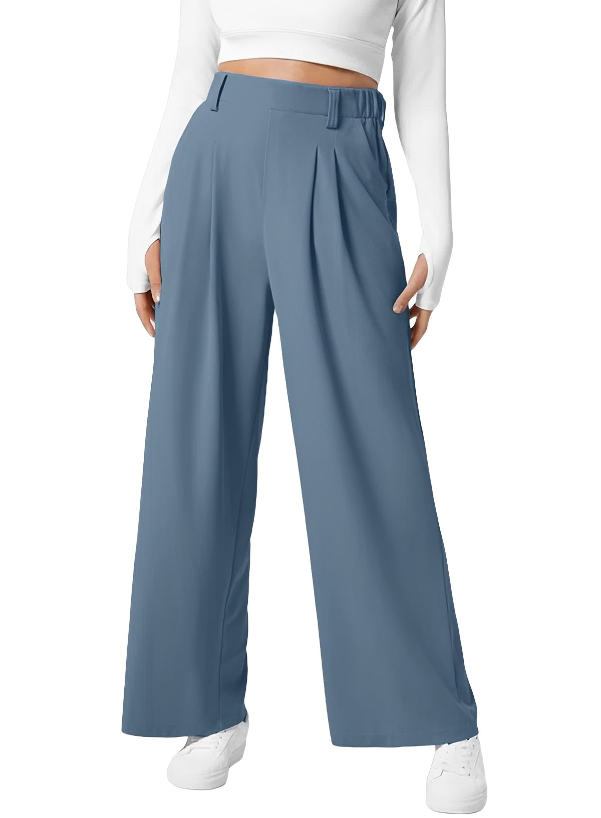 Kyla | Pantalon large décontracté Bleu, photo studio