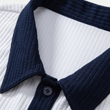 Ensemble — chemise côtelée contrastante & short côtelé à cordon