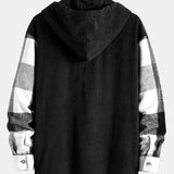 Ensemble — chemise à capuche patchwork à carreaux en flanelle et velours côtelé & pantalon en velours côtelé