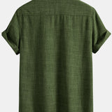 Ensemble Capucine — chemise texturée à deux poches & pantalon en lin à jambe droite