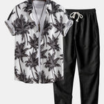 Ensemble — chemise à imprimé palmiers & pantalon en lin à jambe droite