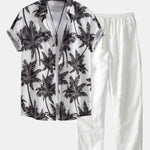 Ensemble — chemise à imprimé palmiers & pantalon en lin à jambe droite