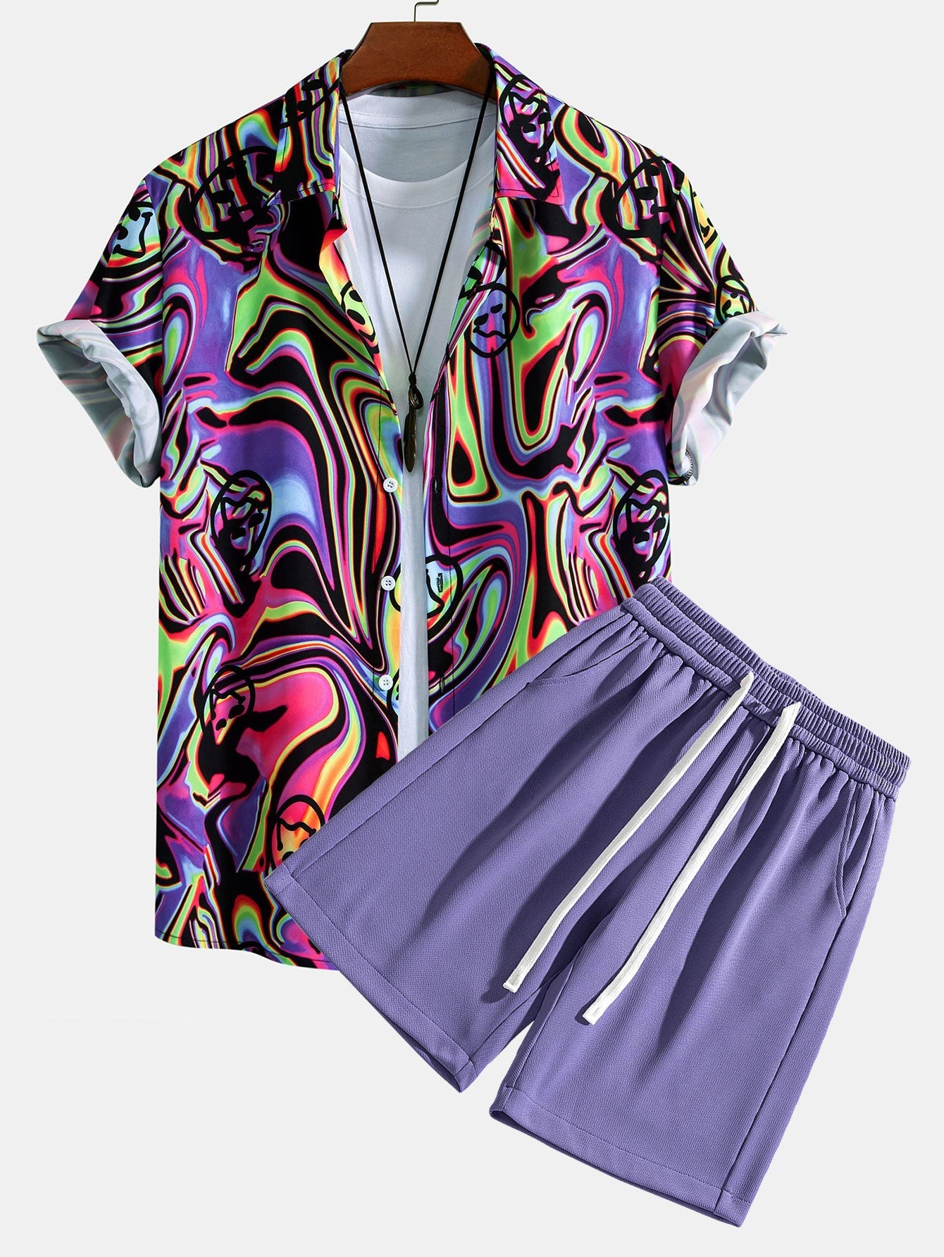 Ensemble — chemise à imprimé smiley coloré & short