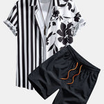 Ensemble — chemise patchwork à imprimé floral et rayé & short de bain