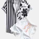 Ensemble — chemise patchwork à imprimé floral et rayé & short de bain