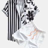 Ensemble — chemise patchwork à imprimé floral et rayé & short de bain