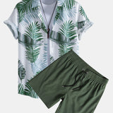 Ensemble Capucine — chemise à imprimé feuilles & short de bain