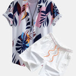 Ensemble — chemise à imprimé feuilles color block & short de bain